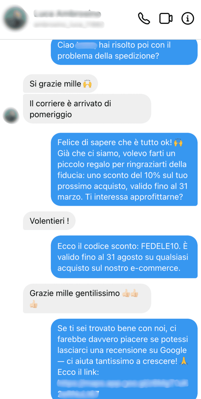 Esempio chat WhatsApp riattivata 3